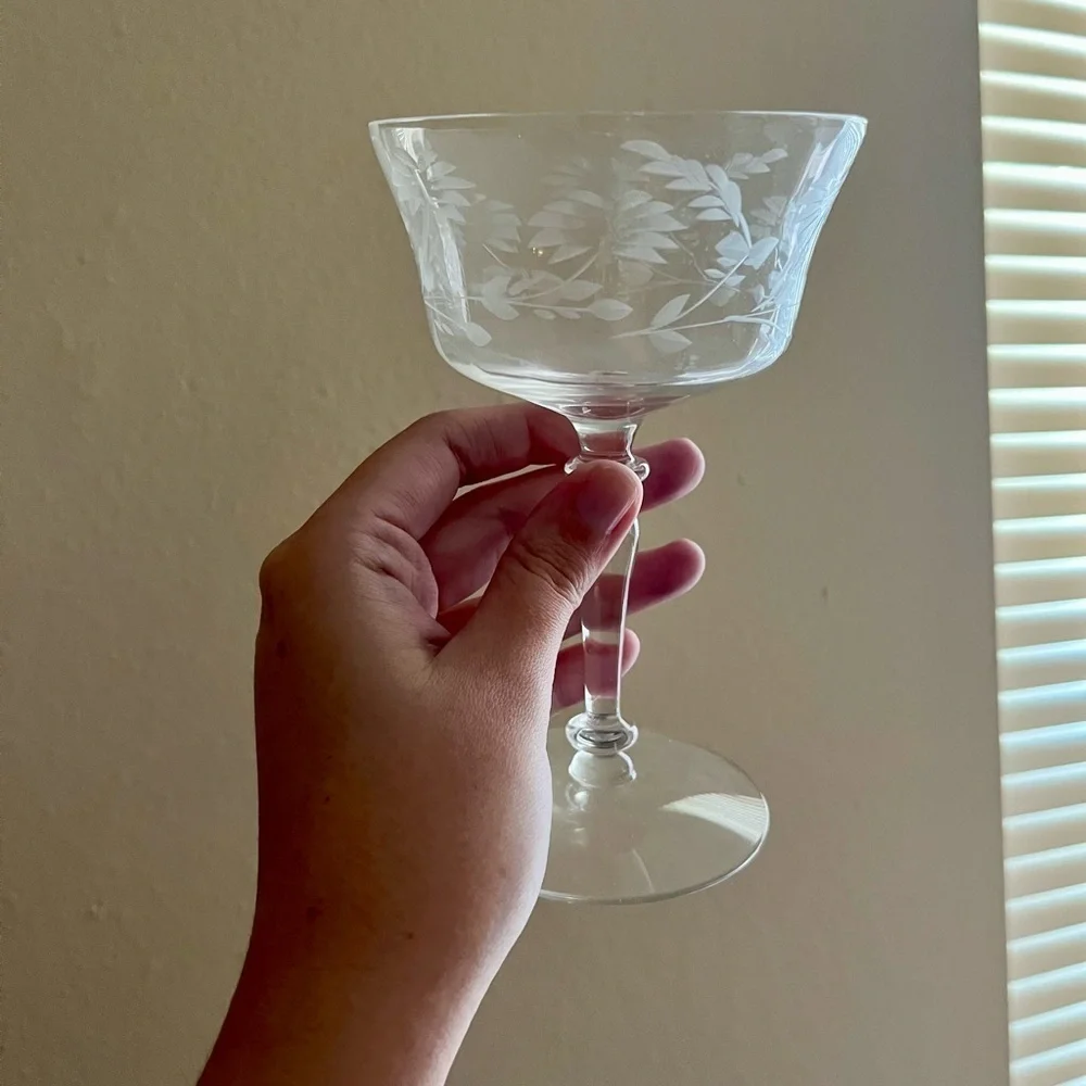 Etched Crystal Sherbet Glass